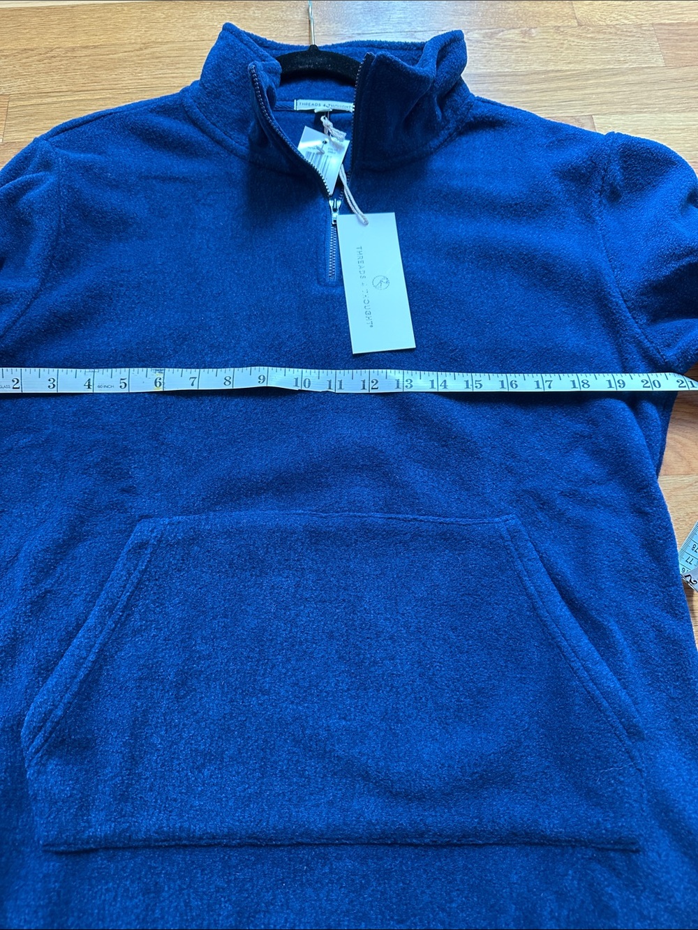 Threads 4 Thought Men's Navy Blue Fleece 1/2 zip NWT Medium Pullover sustainable